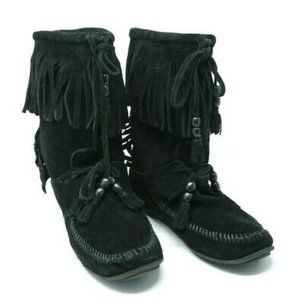 Minnetonka boho fringe festival moccasin boots